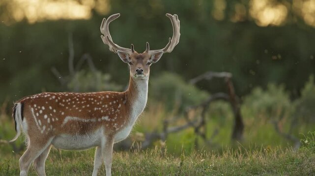 Beautiful Fallow Deer in soft sunset light