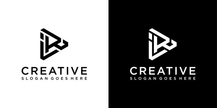 IR or RI initial letter logo design vector
