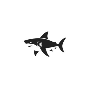 so,ple logo Aggressive great white shark swimming forward. 