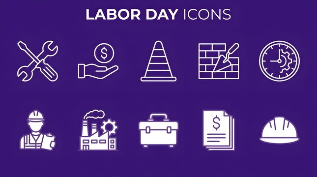 Labor day icons set