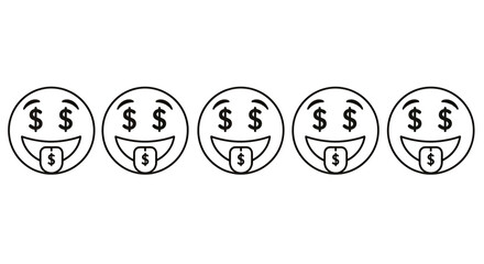 Naklejka premium Series of dollar coin icons representing money and financial concept in a repeating row.