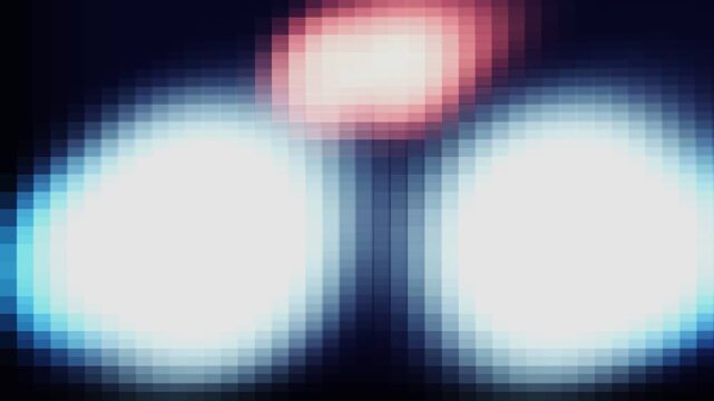 Dark blue glowing light spheres and pixelation
