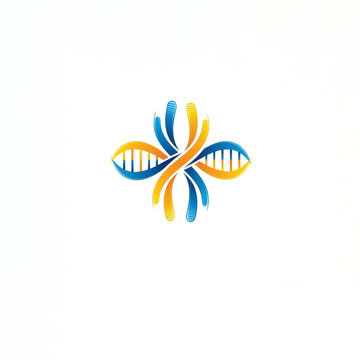 Abstract symbol of DNA helix structure. Genetic spiral shape for World Down Syndrome Day. Medical icon representing chromosomes and human biology research. Modern scientific logo design.