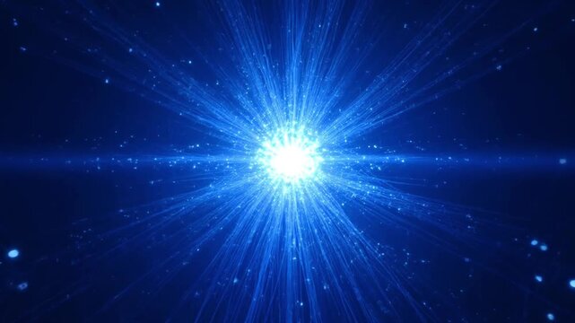 Bright Starburst Explosion In Deep Space With Glowing Light Rays And Particles video clip