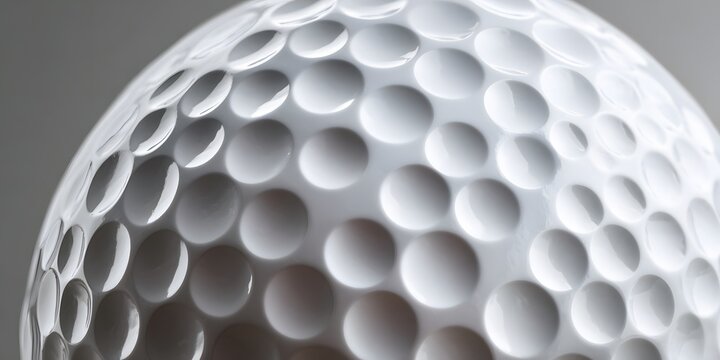 Macro shot of a white golf ball with dimples