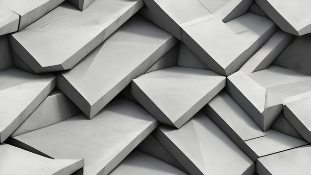 Modern abstract 3D geometric grey background texture. Fragmented architectural pattern with irregular shapes for design element.