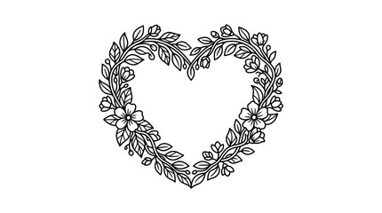 Industrial Style Black and White Floral Wreath Design for Branding and Decoration with high quality professional line art symbols for modern creative design and digital branding projects © anjaymabar