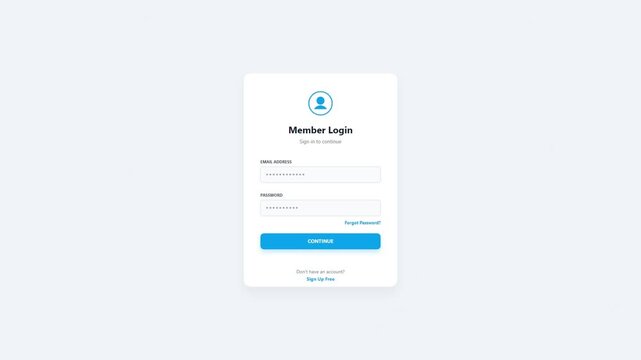 Member Login interface with username and password fields on white background