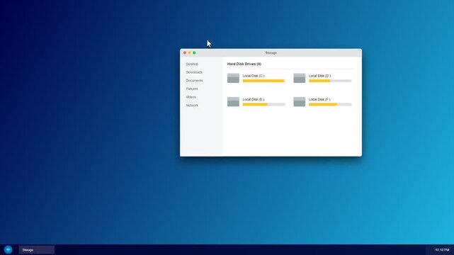 Computer storage settings menu interface