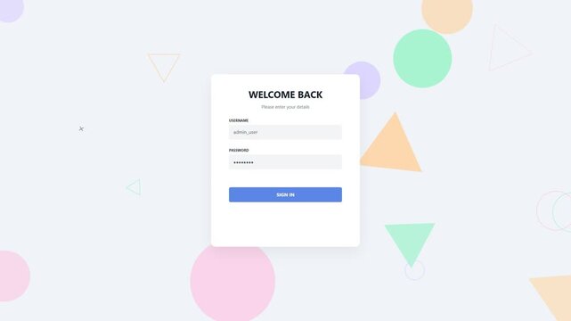 Welcome back login screen interface