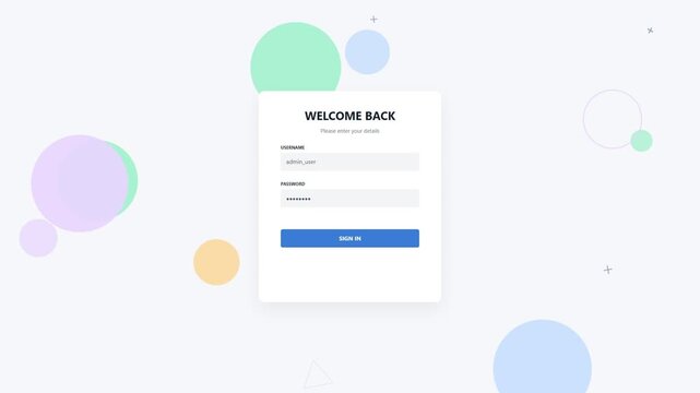 Login form interface with abstract circle motion