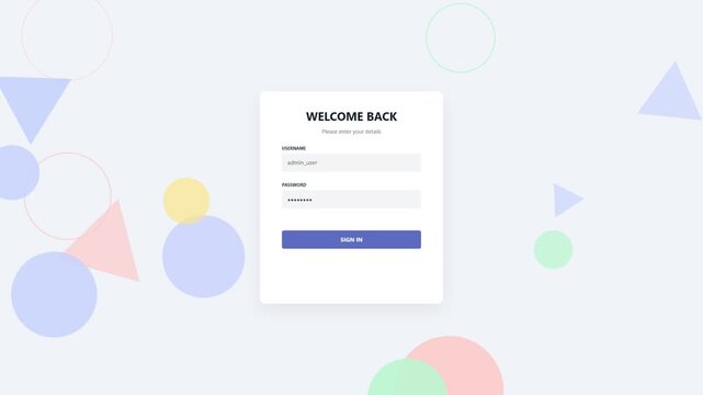 Welcome back login screen interface mockup
