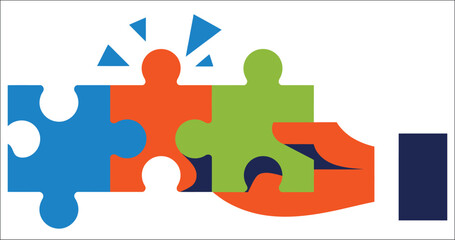Puzzle piece solution vector icon collection featuring problem-solving, teamwork, business strategy, collaboration, connection, innovation, planning, and idea development symbols in outline and solid © Nayem
