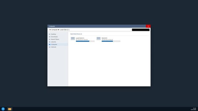 Computer file explorer window interface