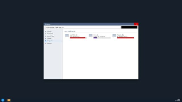 Computer file explorer window interface