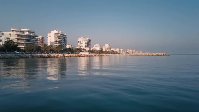 Scenic View of Limassol City Buildings Along the Coastline