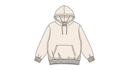 Plain cream colored hoodie with front pocket and drawstring © arkan