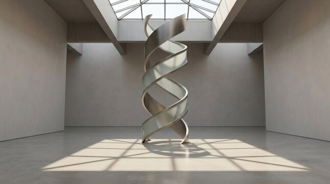 DNA Helix Sculpture in Modern Art Gallery