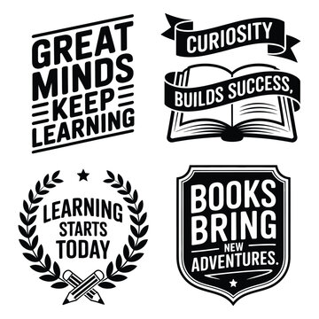 Motivational educational quotes about learning and reading adventures