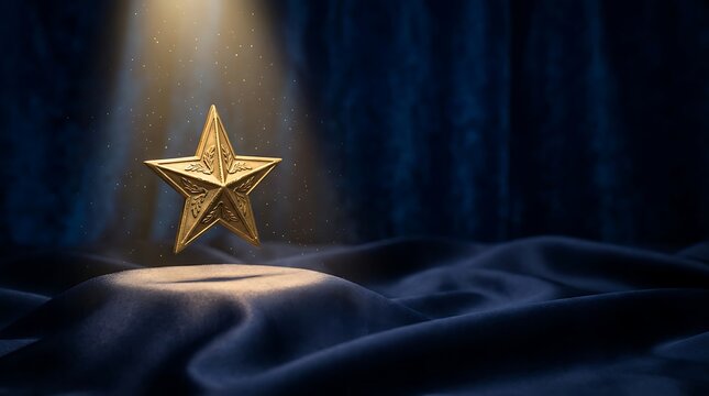 Gold Star Memorial for Mother's Day on Dark Blue Velvet Background