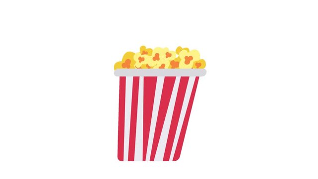 A Simple Flat Vector Icon of a Classic Red and White Striped Popcorn Bucket for Cinema and Movie Theater Concepts