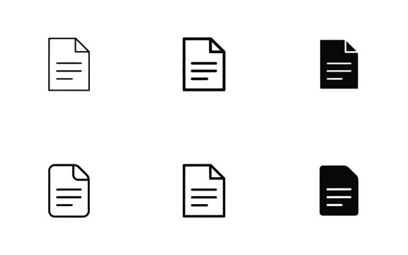 Document file icon set with folded corner detail for office software and data management.