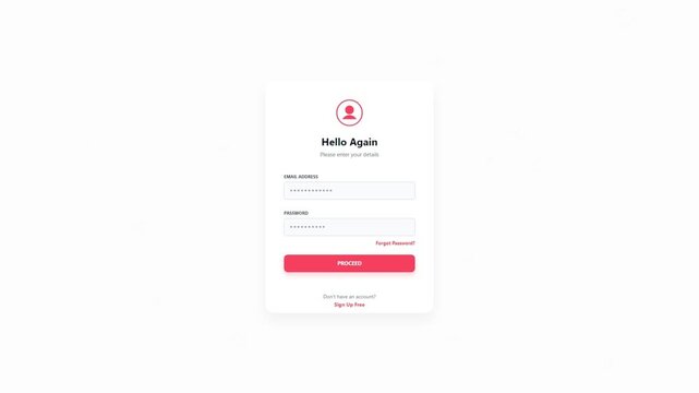 Login UI animation with motion graphics on green screen for web design