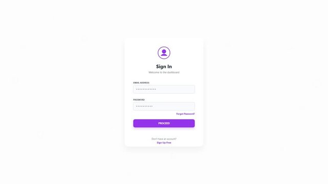 Login UI motion graphic interface with green screen background for video