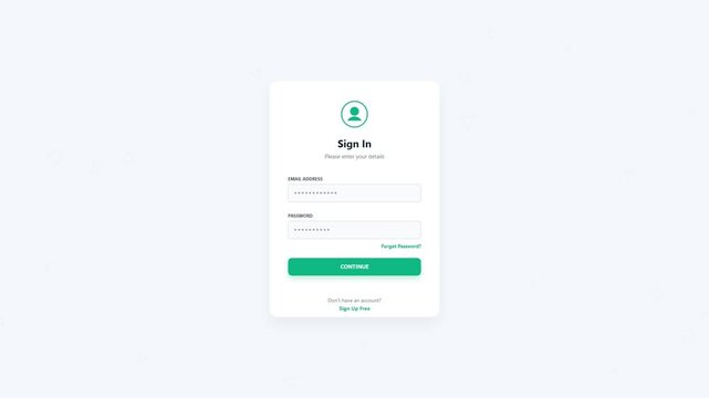 Sign In web form interface animation with username and password fields