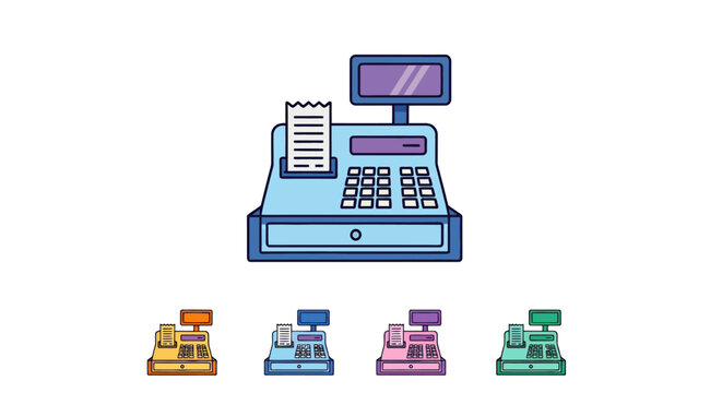 Colorful Point-of-Sale Computer and Cash Register System for Retail Store Operations.