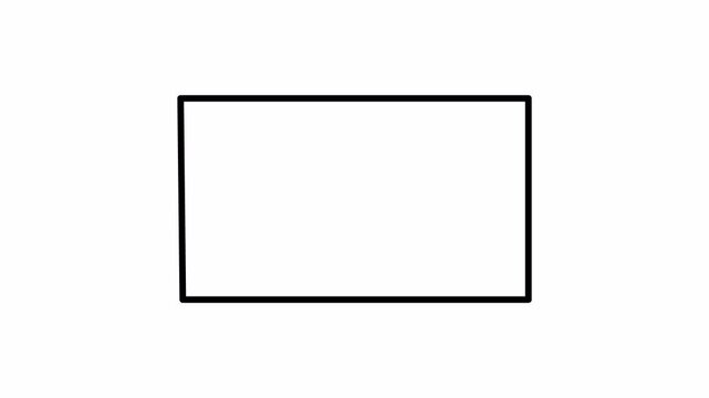  Flat outline rectangular shape animation on transparent background. Rectangle line drawing style motion graphic, border frame animation. Abstract rectangle line animation in 4K with Alpha Channel.