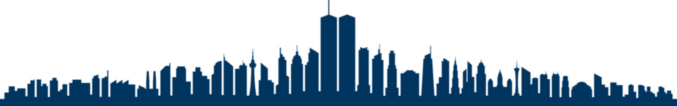 New York City Skyline Silhouette Vector with Twin Towers for September 11 Memorial