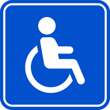 Blue Handicap Wheelchair Access Sign Vector for Public Safety Symbol. Disabled Accessibility Icon Vector Illustration for Parking and Building Signage