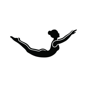 Yoga locust pose black silhouette.