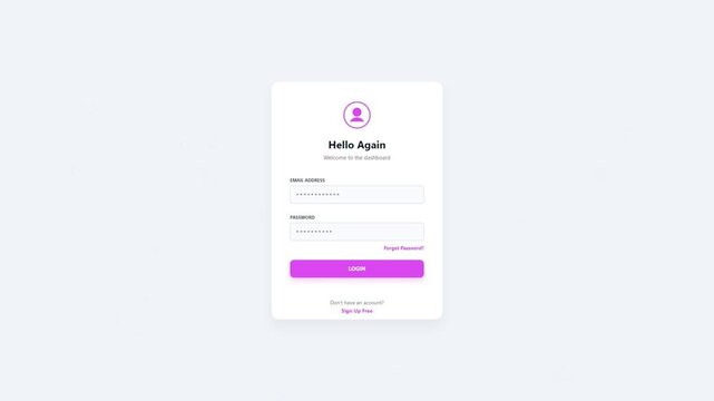 Login form interface with username and password fields on white background