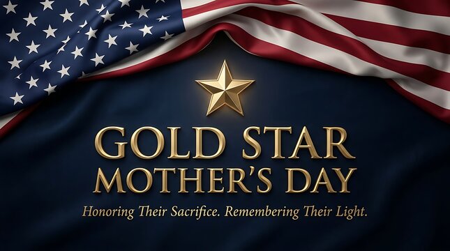 Gold Star Mothers Day Banner with American Flag and Golden Star