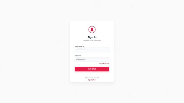 Sign in interface with authorize button for web and mobile application
