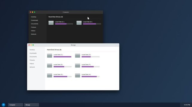 Computer desktop interface showing hard disk drive storage status on screen