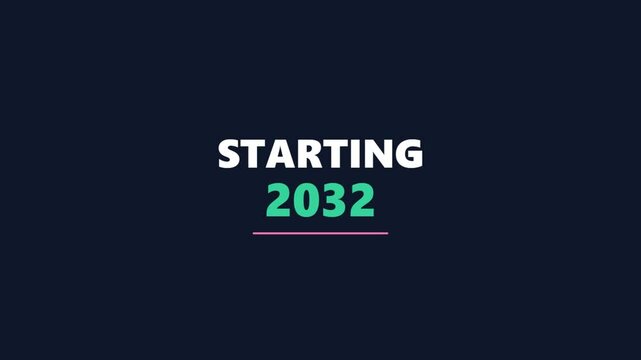 Starting 2032 animated text with a sleek underline for future concepts