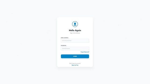 Login screen interface for website with user authentication and sign in