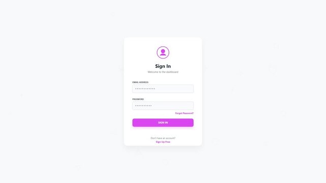 Login UI motion graphic animation with username and password on chromakey