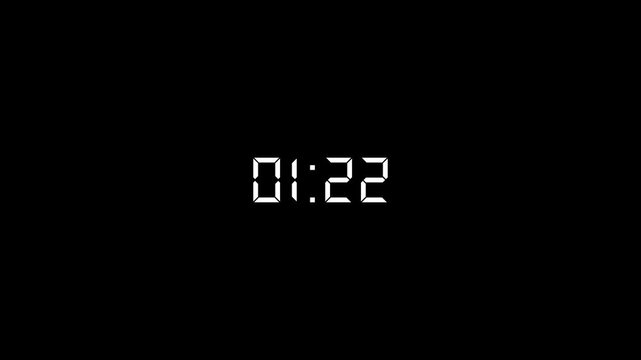 1 minutes 30 seconds digital countdown animation with alpha channel. 90 seconds count concept. Dynamic countdown 90s.90 second count digital gaming concept.