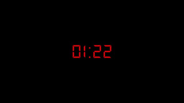 1 minutes 30 seconds digital countdown animation with alpha channel. 90 seconds count concept. Dynamic countdown 90s.90 second count digital gaming concept.