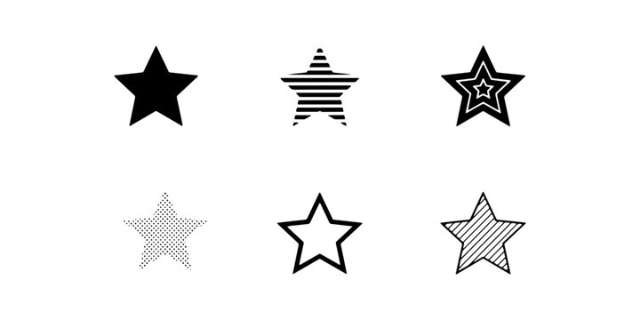 Stars featuring different patterns and line weights serve as versatile graphic design elements here.