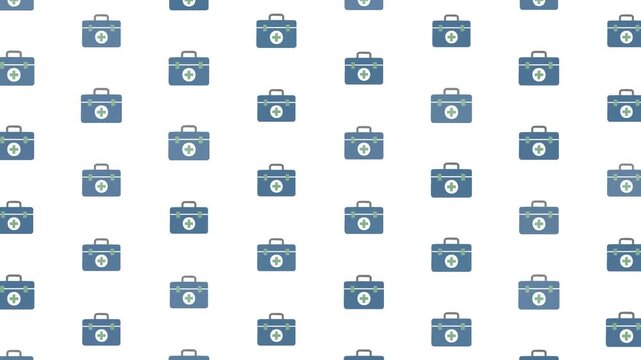 Healthcare medical bag first aid kit seamless pattern design on white background