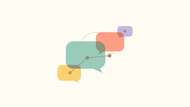 Modern visual concept of interconnected speech bubbles illustrating dynamic information exchange, collaborative communication, and data flow in a digital context
