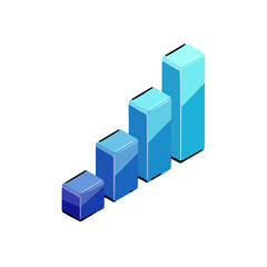 Fototapeta premium Isometric Blue Bar Chart Icon Representing Financial Growth And Business Success