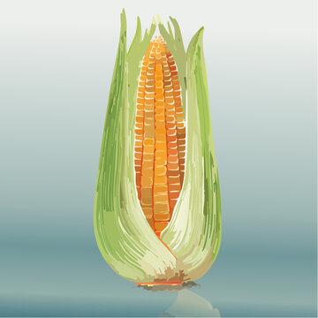 Vascular bundles in monocot plant anatomy. Detailed botanical illustration of corn cob structure.