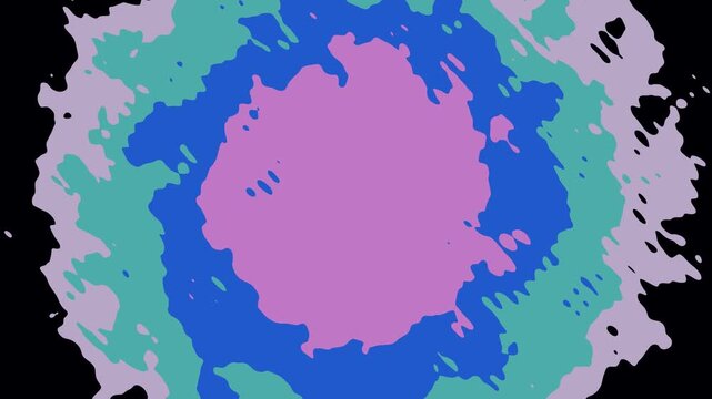 Flat Color 2D Ink Splash Expanding Portal Transition on Black Background