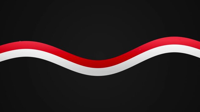 Indonesian Flag Ribbon Waving Motion Graphics Seamless Loop Background